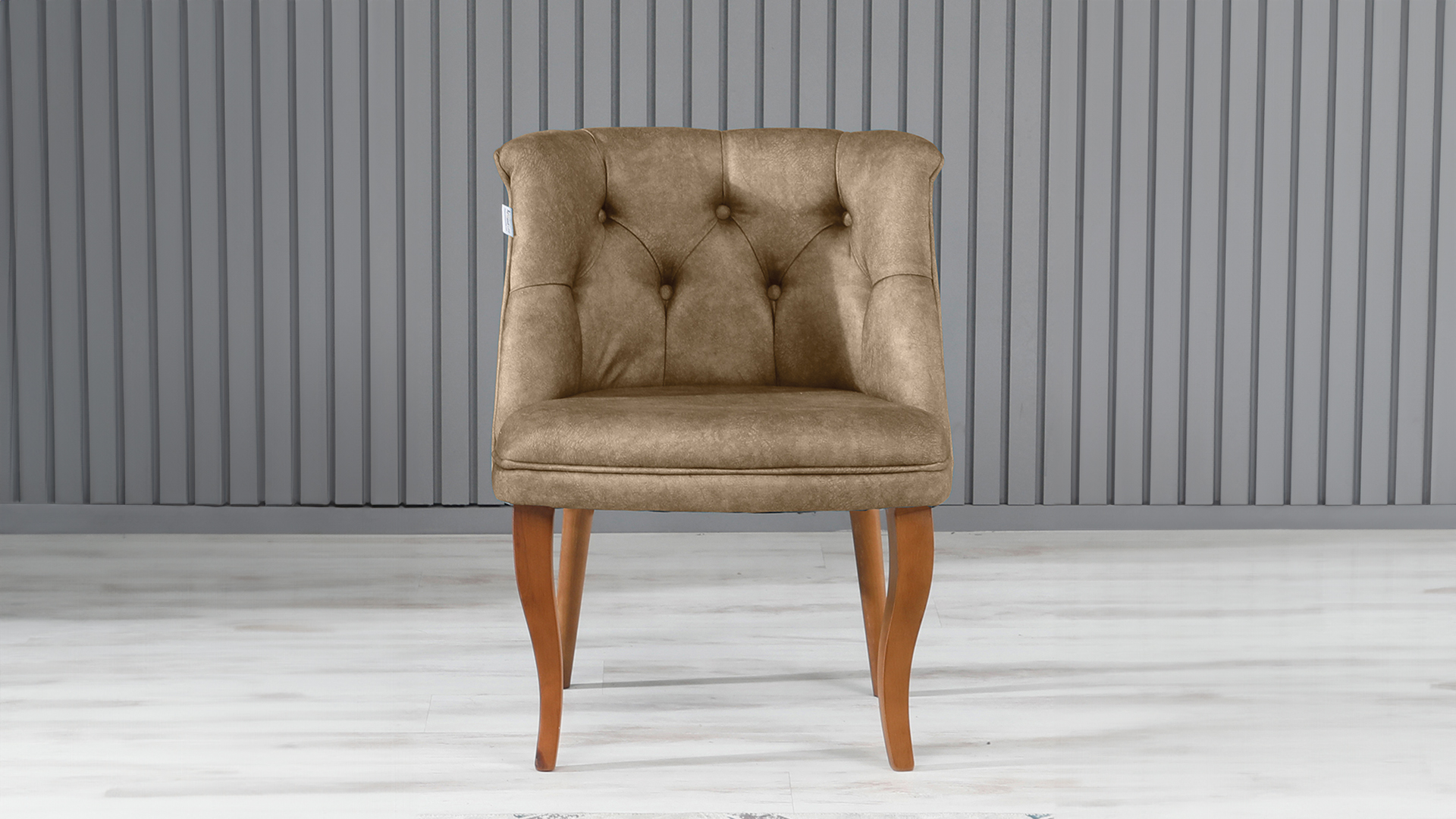 Roma Kolsuz Tekli Berjer Nubuk Kumaş Ahşap Ceviz Ayak Kapiçino