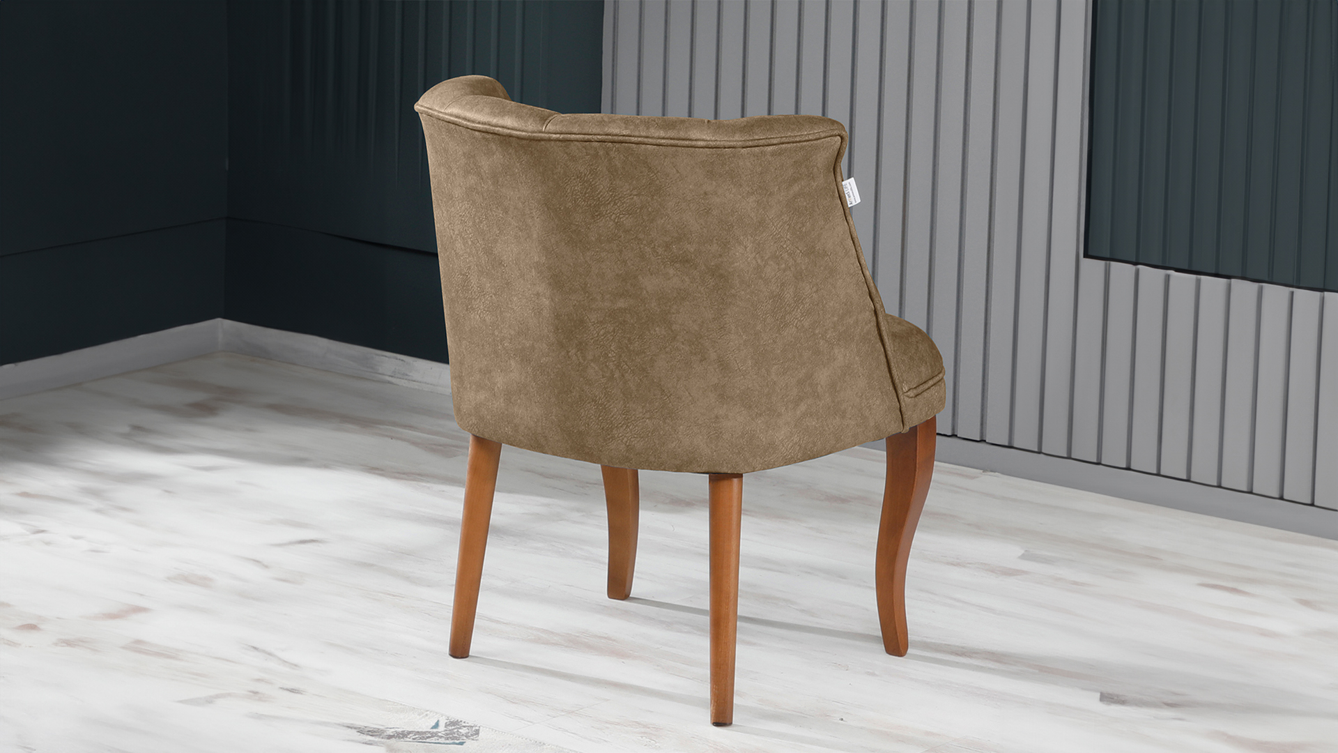 Roma Kolsuz Tekli Berjer Nubuk Kumaş Ahşap Ceviz Ayak Kapiçino