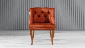 Roma Kolsuz Tekli Berjer Nubuk Kumaş Ahşap Ceviz Ayak Kiremit