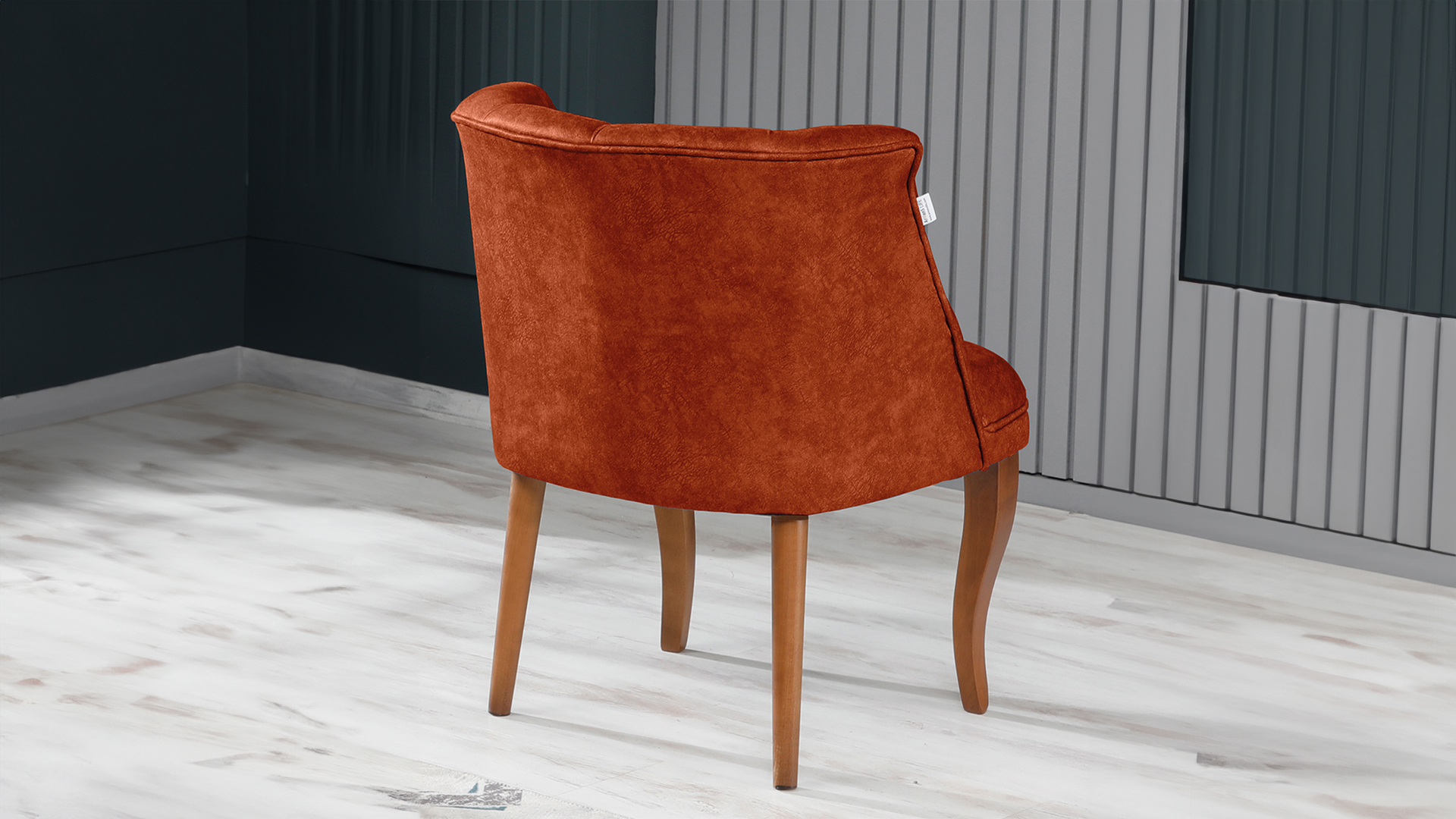 Roma Kolsuz Tekli Berjer Nubuk Kumaş Ahşap Ceviz Ayak Kiremit