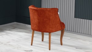 Roma Kolsuz Tekli Berjer Nubuk Kumaş Ahşap Ceviz Ayak Kiremit