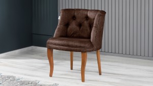 Roma Kolsuz Tekli Berjer Nubuk Kumaş Ahşap Ceviz Ayak Kahve