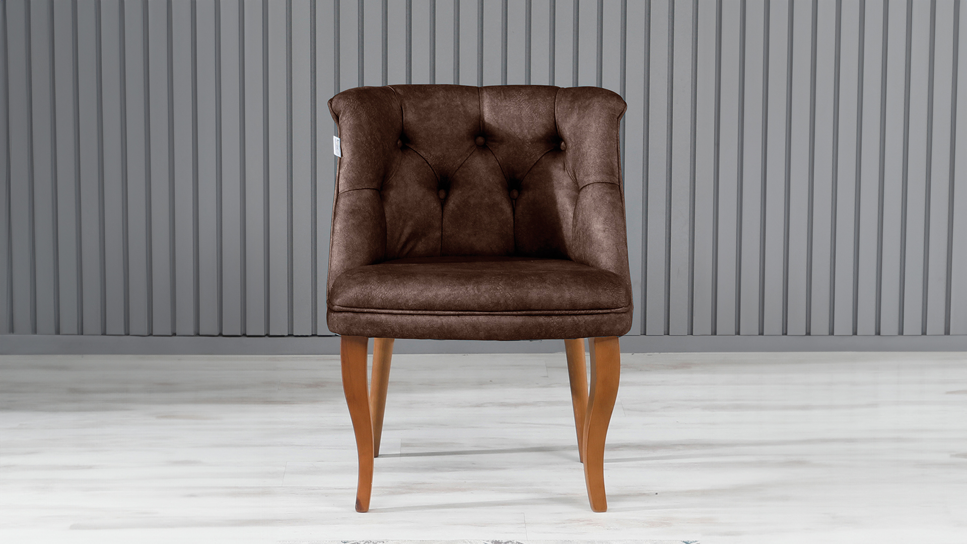 Roma Kolsuz Tekli Berjer Nubuk Kumaş Ahşap Ceviz Ayak Kahve