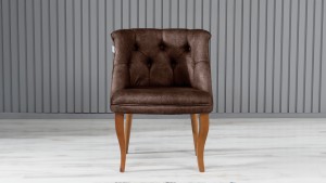 Roma Kolsuz Tekli Berjer Nubuk Kumaş Ahşap Ceviz Ayak Kahve