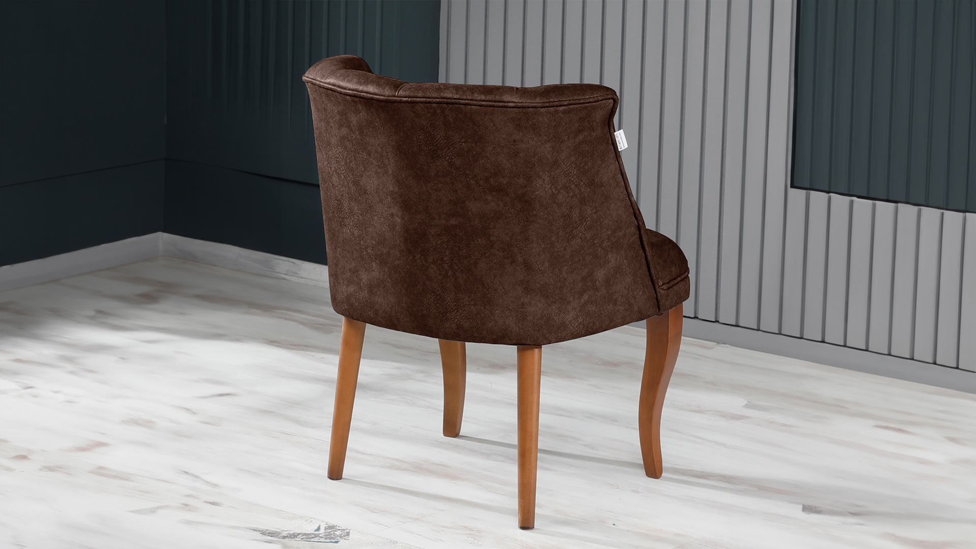 Roma Kolsuz Tekli Berjer Nubuk Kumaş Ahşap Ceviz Ayak Kahve