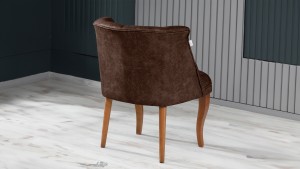 Roma Kolsuz Tekli Berjer Nubuk Kumaş Ahşap Ceviz Ayak Kahve