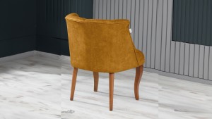 Roma Kolsuz Tekli Berjer Nubuk Kumaş Ahşap Ceviz Ayak Sarı