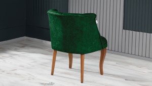 Roma Kolsuz Tekli Berjer Nubuk Kumaş Ahşap Ceviz Ayak Yeşil