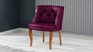 Roma Kolsuz Tekli Berjer Nubuk Kumaş Ahşap Ceviz Ayak Mürdüm