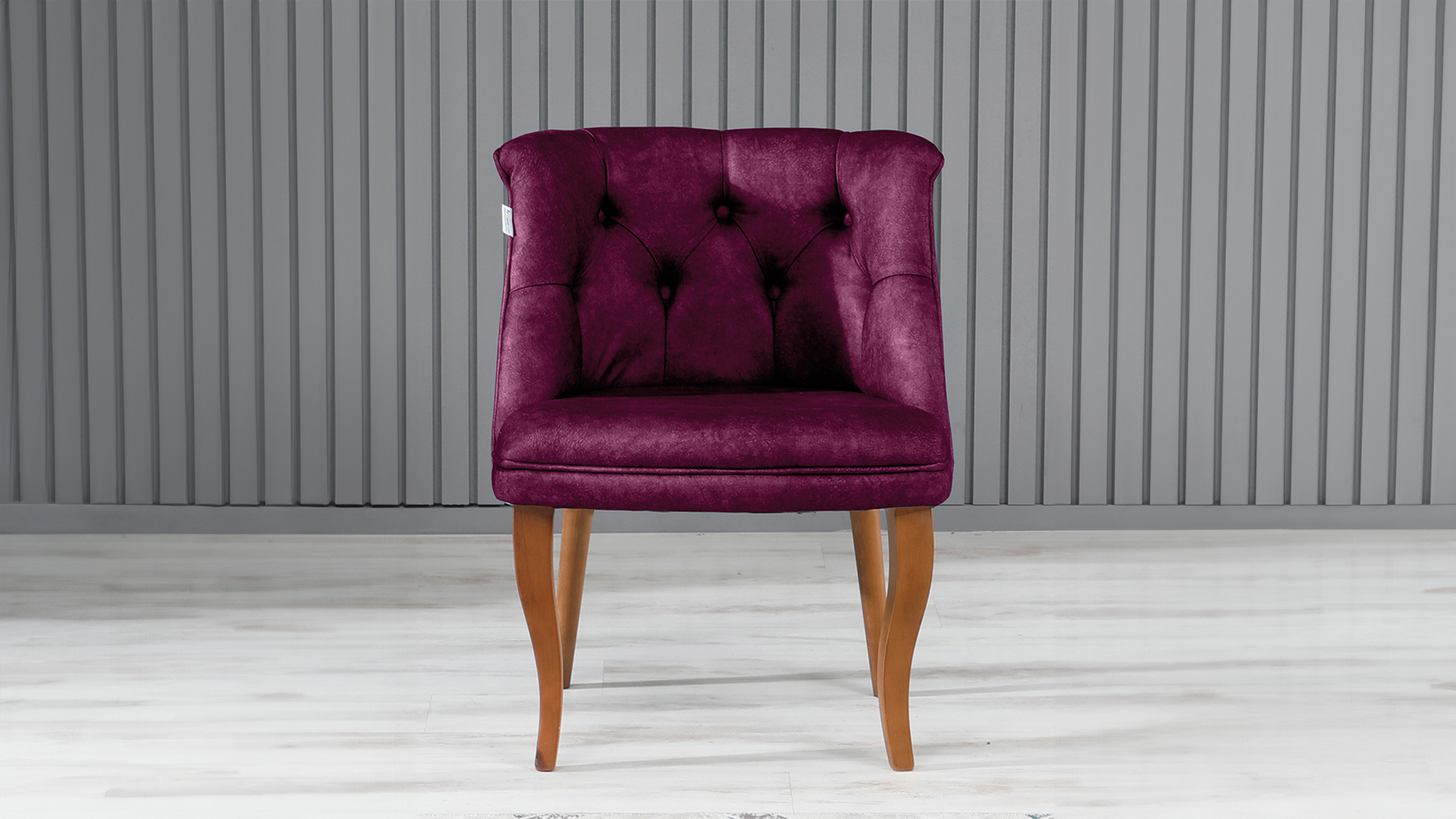 Roma Kolsuz Tekli Berjer Nubuk Kumaş Ahşap Ceviz Ayak Mürdüm