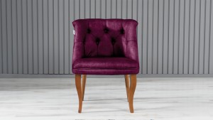 Roma Kolsuz Tekli Berjer Nubuk Kumaş Ahşap Ceviz Ayak Mürdüm