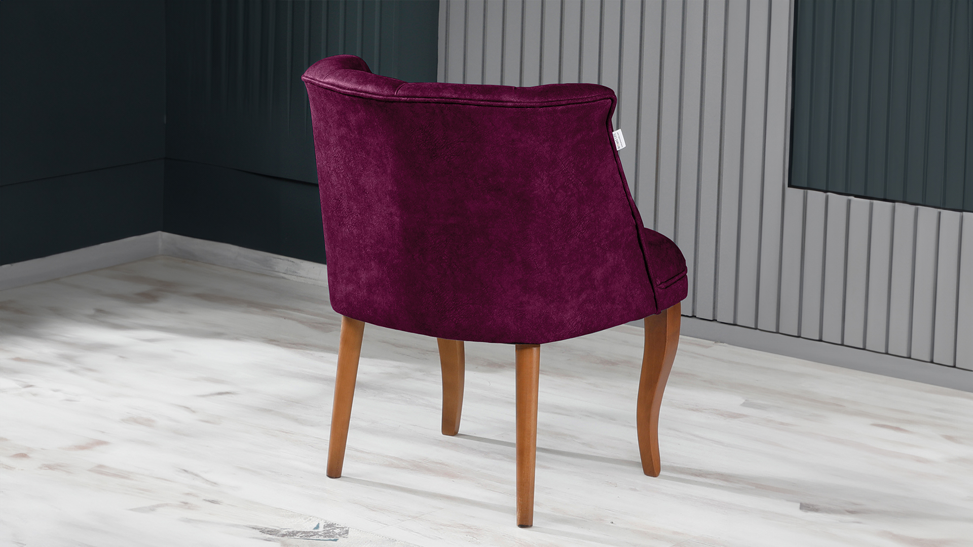 Roma Kolsuz Tekli Berjer Nubuk Kumaş Ahşap Ceviz Ayak Mürdüm