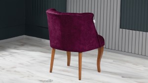 Roma Kolsuz Tekli Berjer Nubuk Kumaş Ahşap Ceviz Ayak Mürdüm