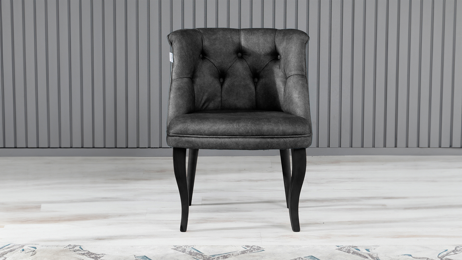 Roma Kolsuz Tekli Berjer Nubuk Kumaş Ahşap Siyah Ayak Füme