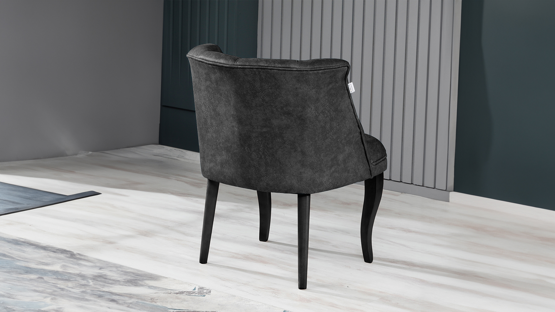 Roma Kolsuz Tekli Berjer Nubuk Kumaş Ahşap Siyah Ayak Füme