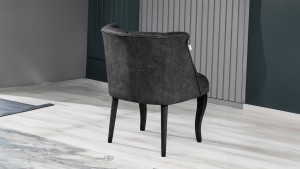 Roma Kolsuz Tekli Berjer Nubuk Kumaş Ahşap Siyah Ayak Füme