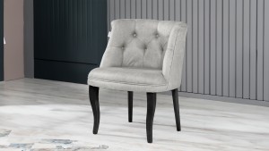 Roma Kolsuz Tekli Berjer Nubuk Kumaş Ahşap Siyah Ayak Krem