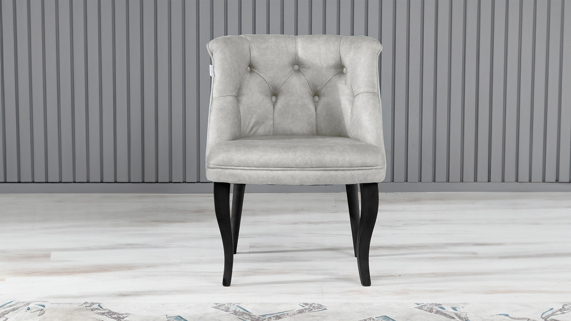 Roma Kolsuz Tekli Berjer Nubuk Kumaş Ahşap Siyah Ayak Krem