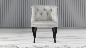 Roma Kolsuz Tekli Berjer Nubuk Kumaş Ahşap Siyah Ayak Krem