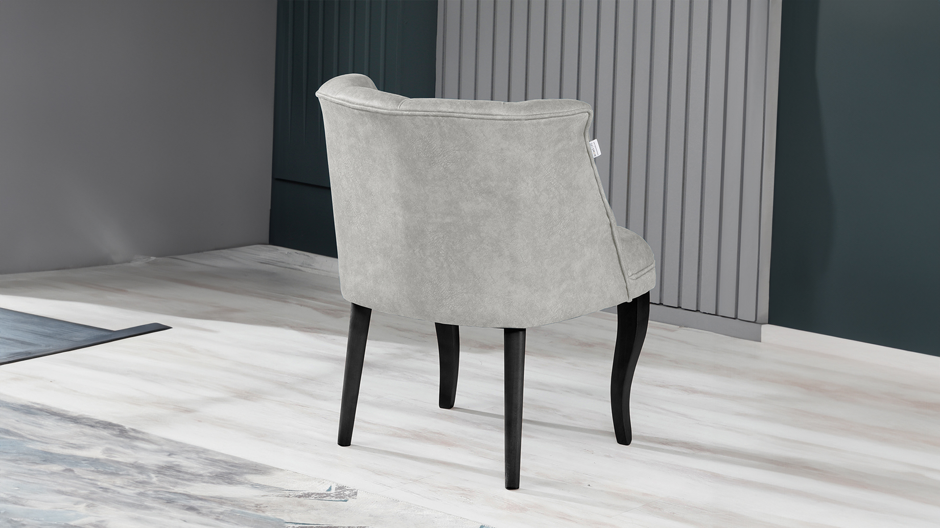 Roma Kolsuz Tekli Berjer Nubuk Kumaş Ahşap Siyah Ayak Krem