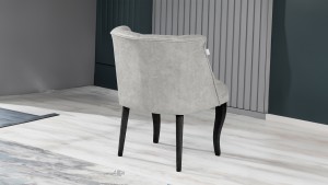 Roma Kolsuz Tekli Berjer Nubuk Kumaş Ahşap Siyah Ayak Krem