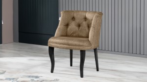 Roma Kolsuz Tekli Berjer Nubuk Kumaş Ahşap Siyah Ayak Kapiçino