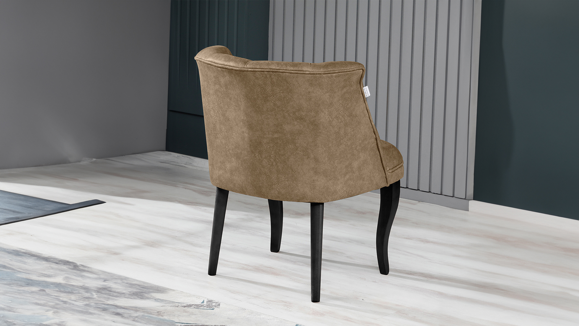 Roma Kolsuz Tekli Berjer Nubuk Kumaş Ahşap Siyah Ayak Kapiçino