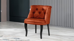 Roma Kolsuz Tekli Berjer Nubuk Kumaş Ahşap Siyah Ayak Kiremit