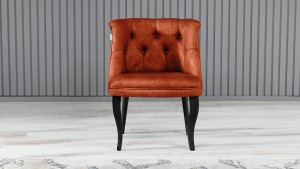 Roma Kolsuz Tekli Berjer Nubuk Kumaş Ahşap Siyah Ayak Kiremit