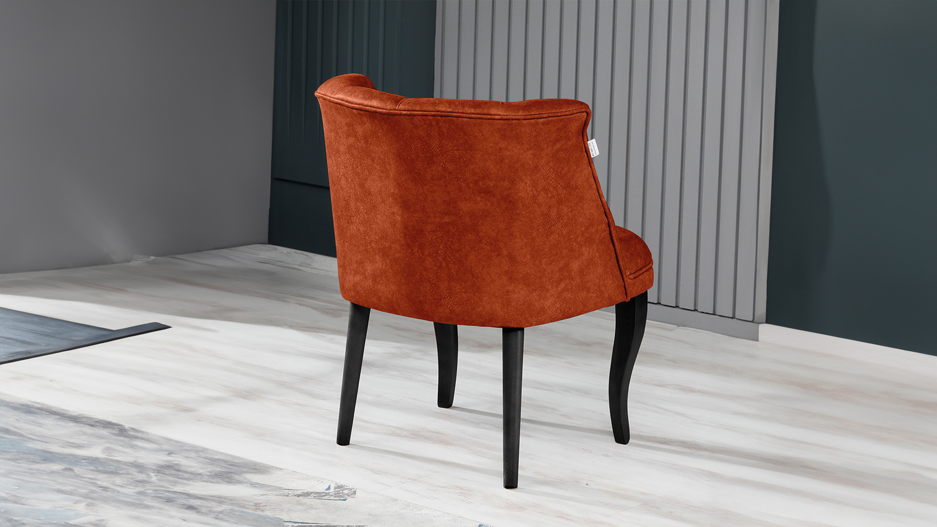 Roma Kolsuz Tekli Berjer Nubuk Kumaş Ahşap Siyah Ayak Kiremit