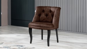 Roma Kolsuz Tekli Berjer Nubuk Kumaş Ahşap Siyah Ayak Kahve