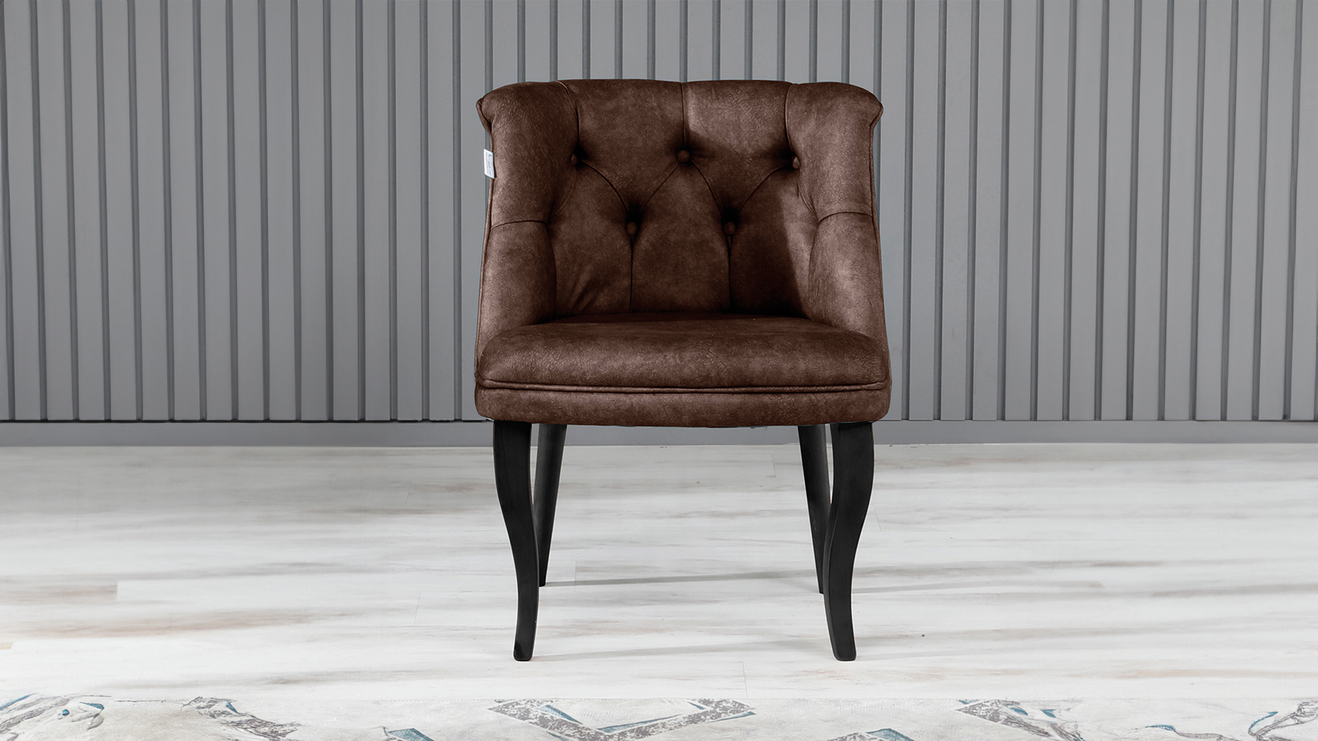 Roma Kolsuz Tekli Berjer Nubuk Kumaş Ahşap Siyah Ayak Kahve