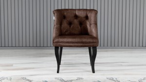 Roma Kolsuz Tekli Berjer Nubuk Kumaş Ahşap Siyah Ayak Kahve