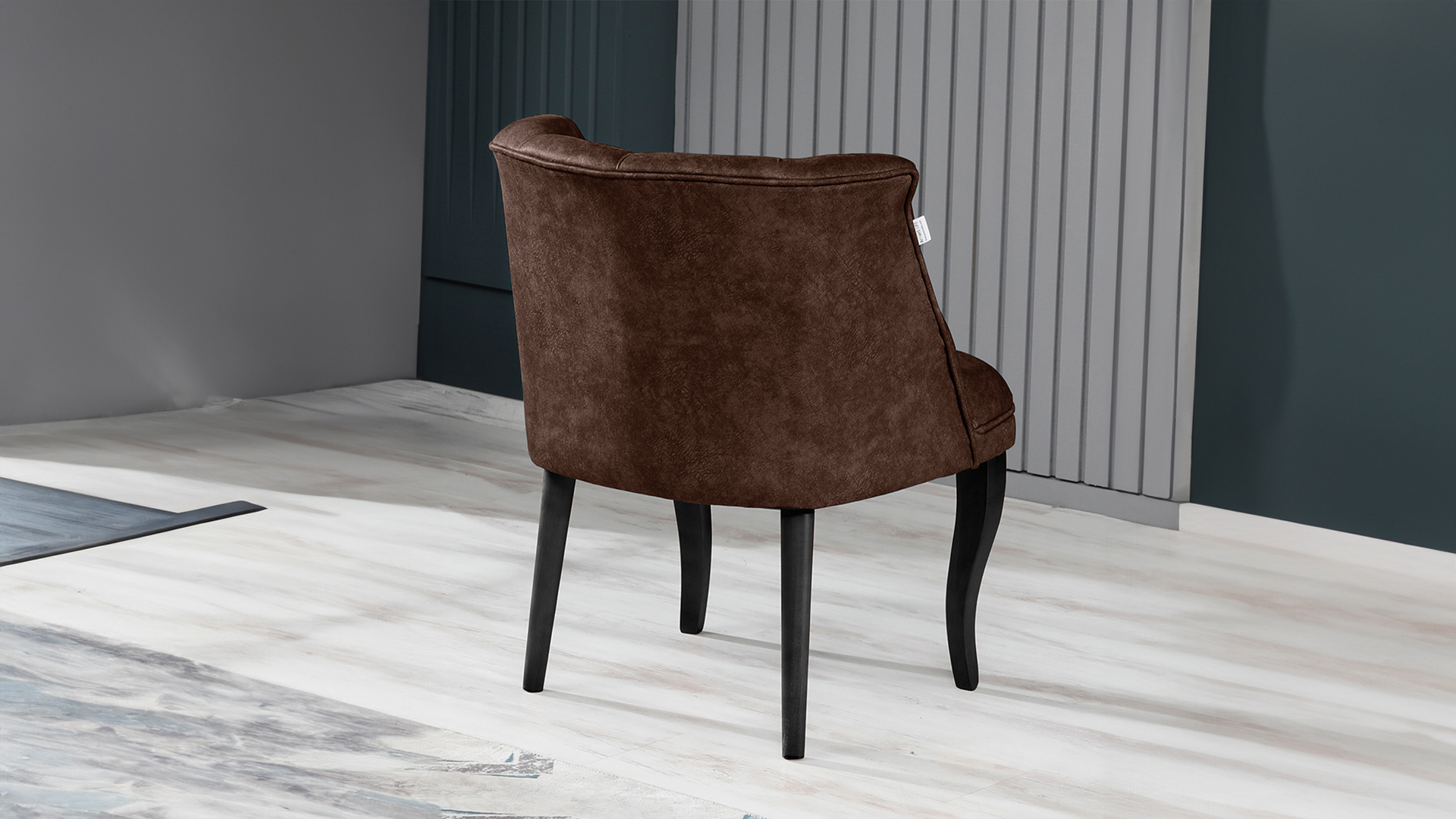 Roma Kolsuz Tekli Berjer Nubuk Kumaş Ahşap Siyah Ayak Kahve