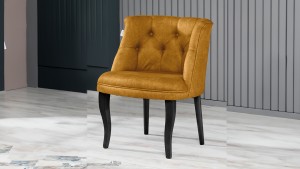 Roma Kolsuz Tekli Berjer Nubuk Kumaş Ahşap Siyah Ayak Sarı