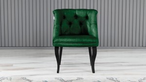 Roma Kolsuz Tekli Berjer Nubuk Kumaş Ahşap Siyah Ayak Yeşil