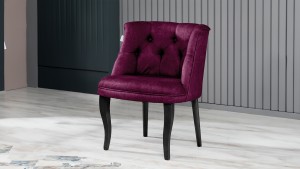 Roma Kolsuz Tekli Berjer Nubuk Kumaş Ahşap Siyah Ayak Mürdüm