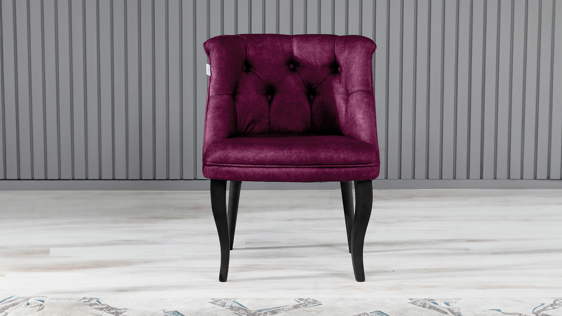 Roma Kolsuz Tekli Berjer Nubuk Kumaş Ahşap Siyah Ayak Mürdüm