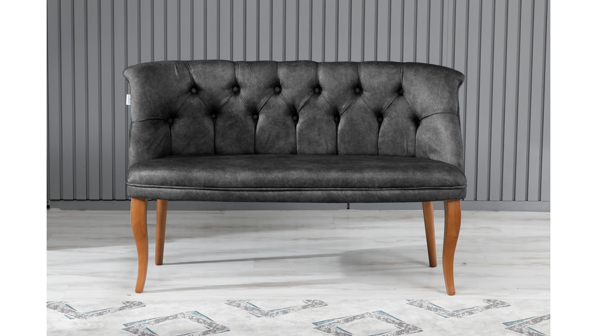 Roma Kolsuz Çay Seti Koltuk Takımı Nubuk Kumaş Kahve Ahşap Ayak Füme