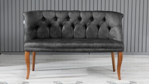 Roma Kolsuz Çay Seti Koltuk Takımı Nubuk Kumaş Kahve Ahşap Ayak Füme