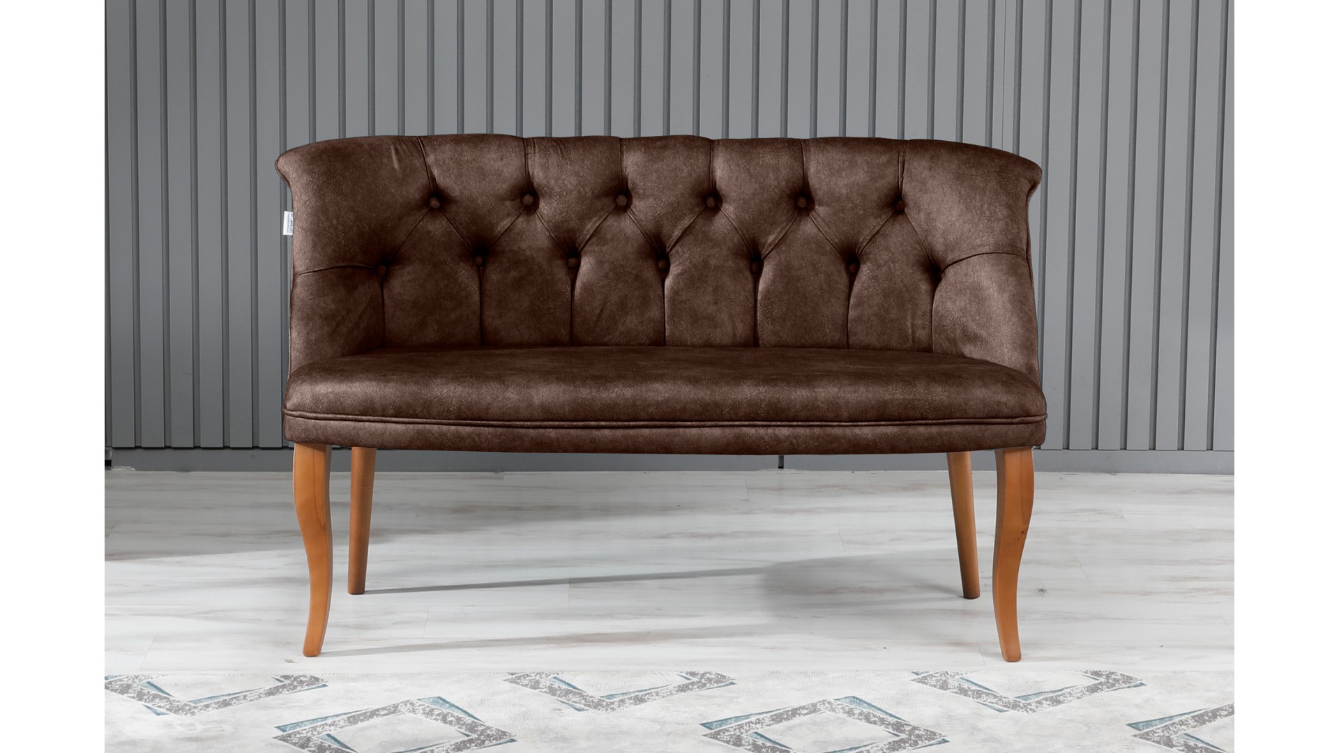 Roma Kolsuz Çay Seti Koltuk Takımı Nubuk Kumaş Kahve Ahşap Ayak Kahve