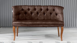 Roma Kolsuz Çay Seti Koltuk Takımı Nubuk Kumaş Kahve Ahşap Ayak Kahve