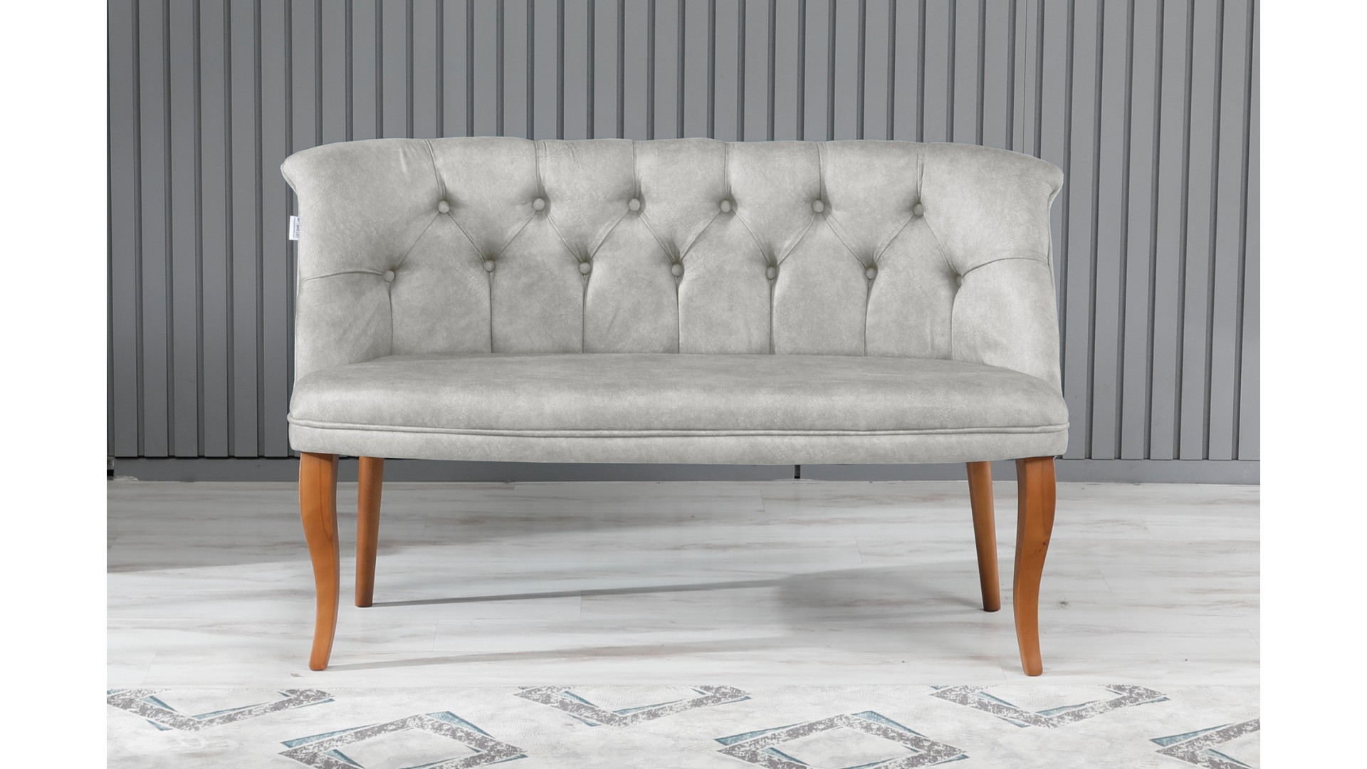 Roma Kolsuz Çay Seti Koltuk Takımı Nubuk Kumaş Kahve Ahşap Ayak Krem