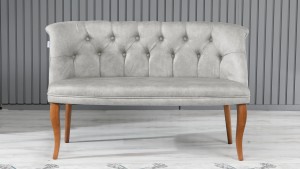 Roma Kolsuz Çay Seti Koltuk Takımı Nubuk Kumaş Kahve Ahşap Ayak Krem