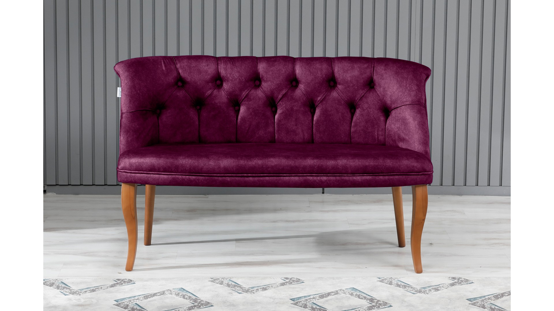 Roma Kolsuz Çay Seti Koltuk Takımı Nubuk Kumaş Kahve Ahşap Ayak Mürdüm