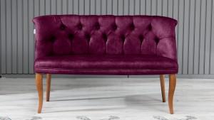 Roma Kolsuz Çay Seti Koltuk Takımı Nubuk Kumaş Kahve Ahşap Ayak Mürdüm