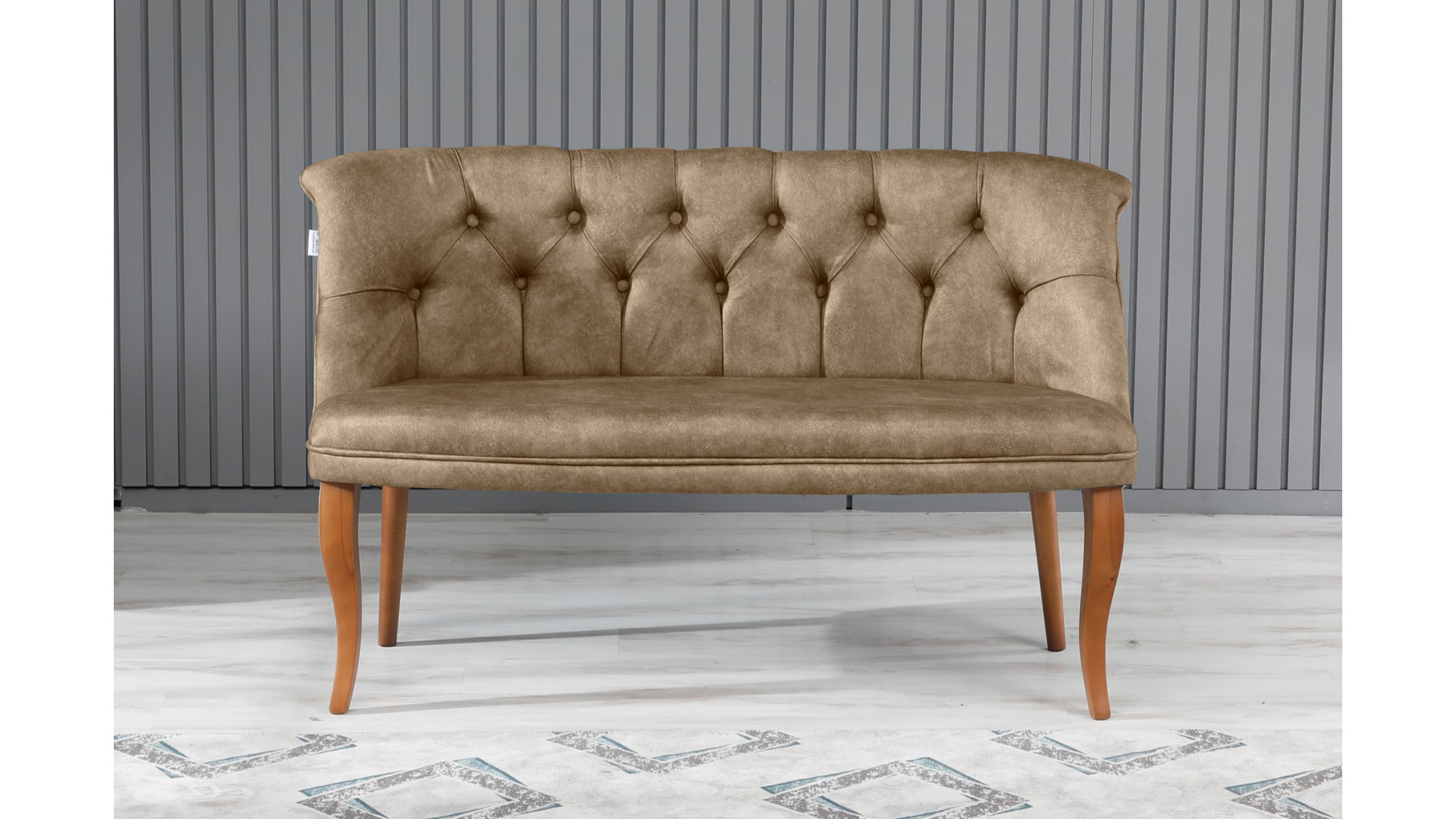 Roma Kolsuz Çay Seti Koltuk Takımı Nubuk Kumaş Kahve Ahşap Ayak Füme