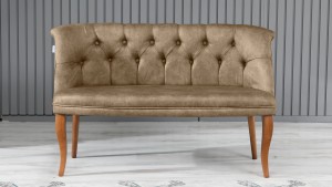 Roma Kolsuz Çay Seti Koltuk Takımı Nubuk Kumaş Kahve Ahşap Ayak Füme