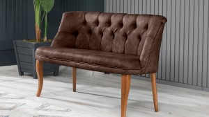 Roma Kolsuz Çay Seti Koltuk Takımı Nubuk Kumaş Kahve Ahşap Ayak Kahve