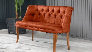 Roma Kolsuz Çay Seti Koltuk Takımı Nubuk Kumaş Kahve Ahşap Ayak Kiremit